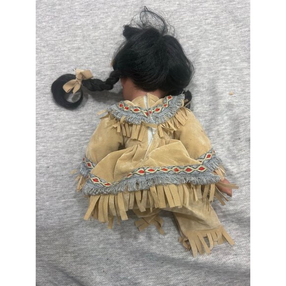 Cathy Collection Native American Porcelain Doll Black Hair Brown Dress - Picture 7 of 9